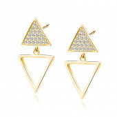 Cercei argint lungi placati cu aur galben cu triunghiuri si pietre DiAmanti Z1850EG_W-DIA